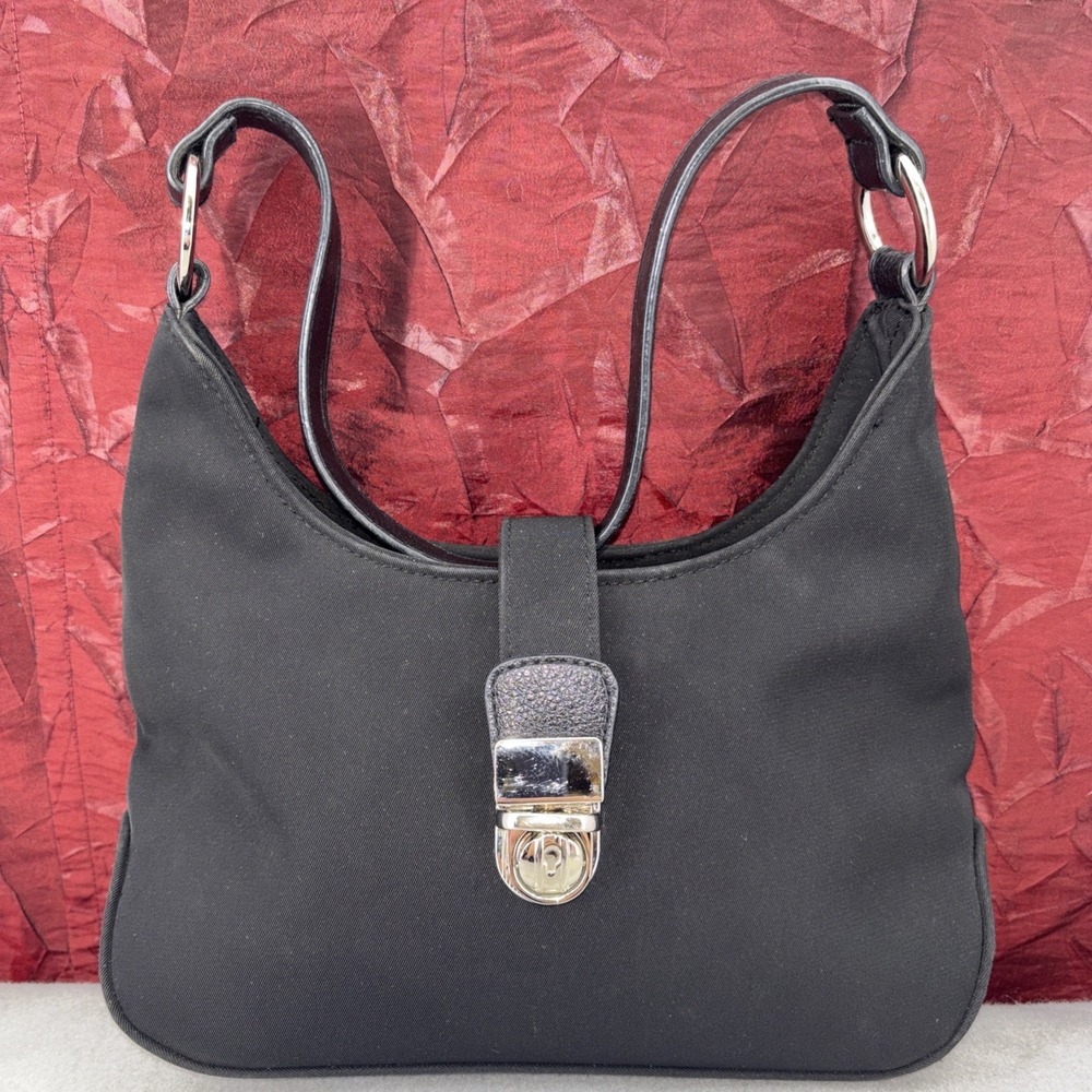 Vintage‎ Y2K Cherokee Mini Baguette Shoulder Bag Black Nylon Chrome Buckle EUC